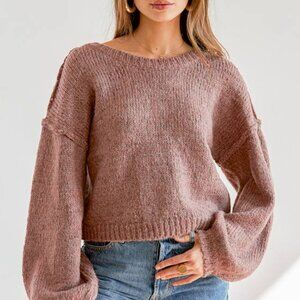 Lulus Always Together Mauve Purple Balloon Sleeve Sweater - Size S